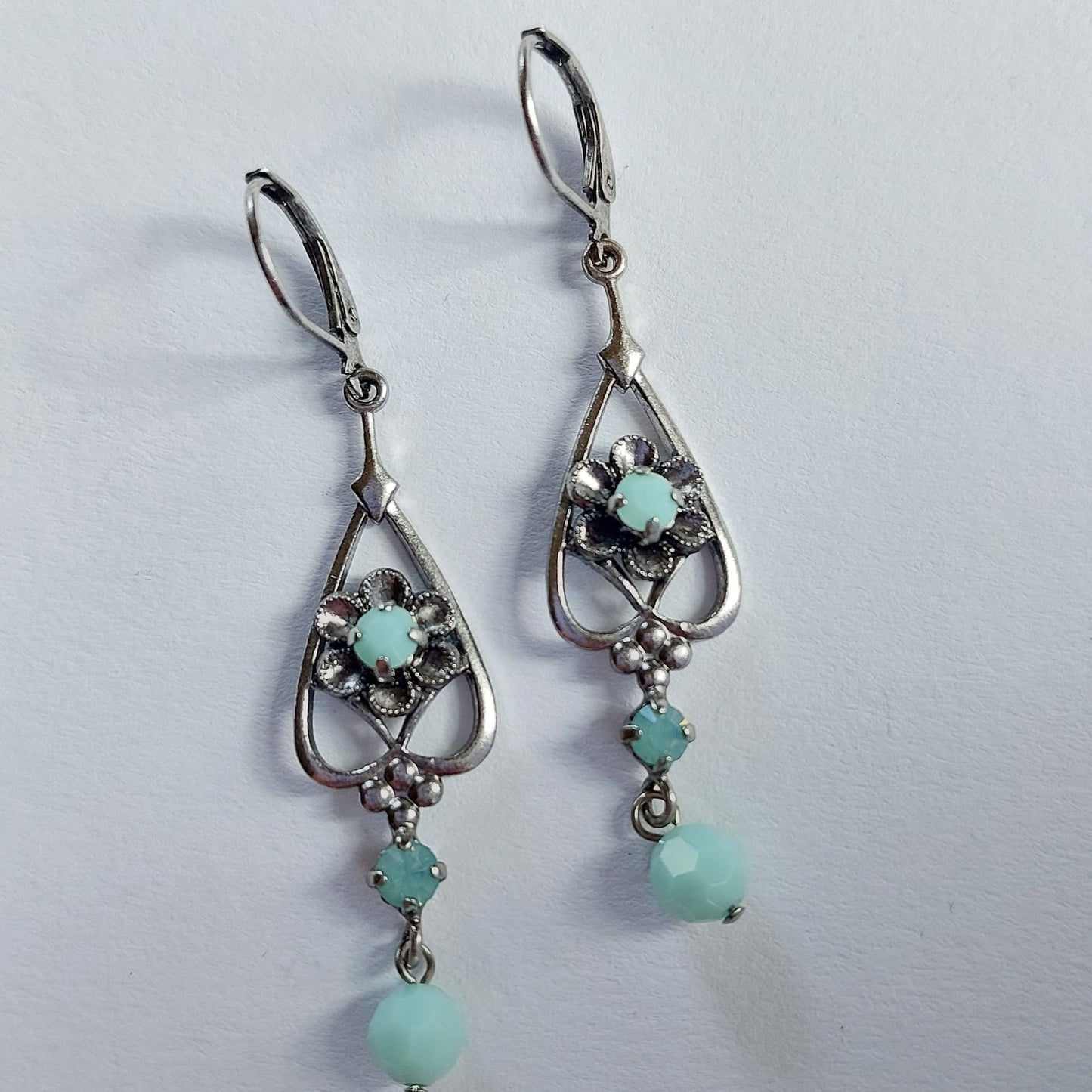 3571 Vintage Ohrringe mit Swarovski Kristallen 55mm
