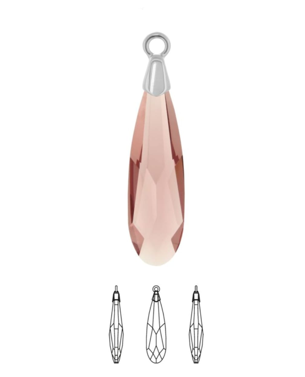 Swarovski® Anhänger Raindrop Blush Rose/Rhodium 33mm