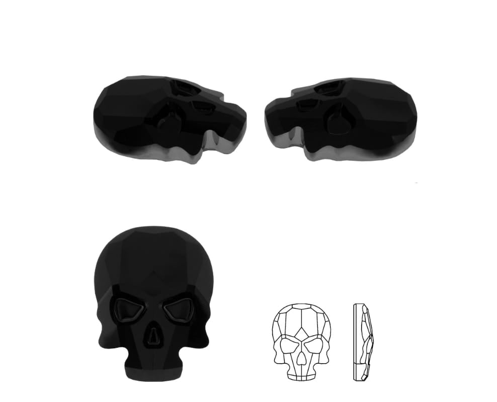 Swarovski® Nail Crystal Flatback Skull Jet 10x7.5mm