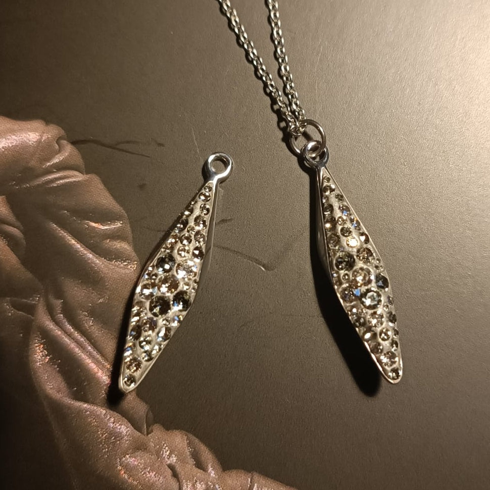 Swarovski® Pavé Anhänger Rhombus Silver Shade/Silver 30mm