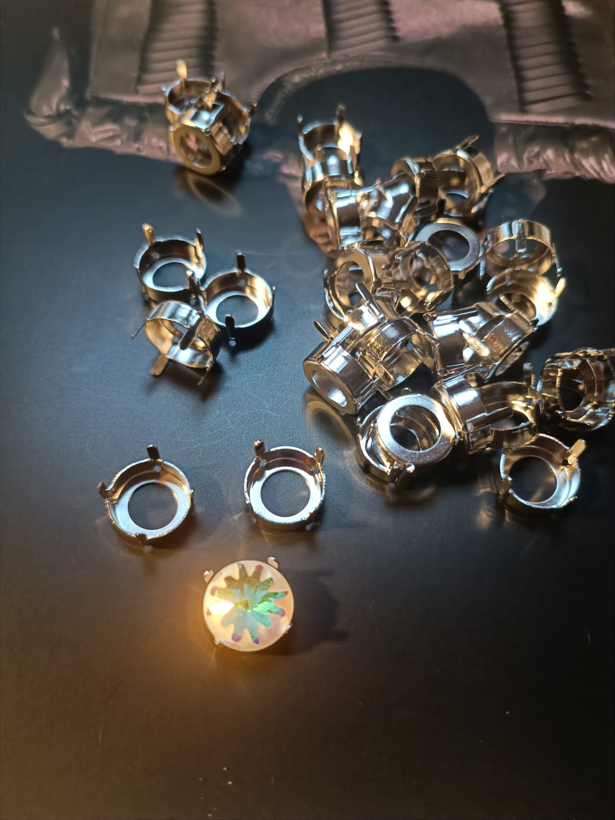 Swarovski® Fassung Sea Urchin/Rivoli Rhodium 14mm