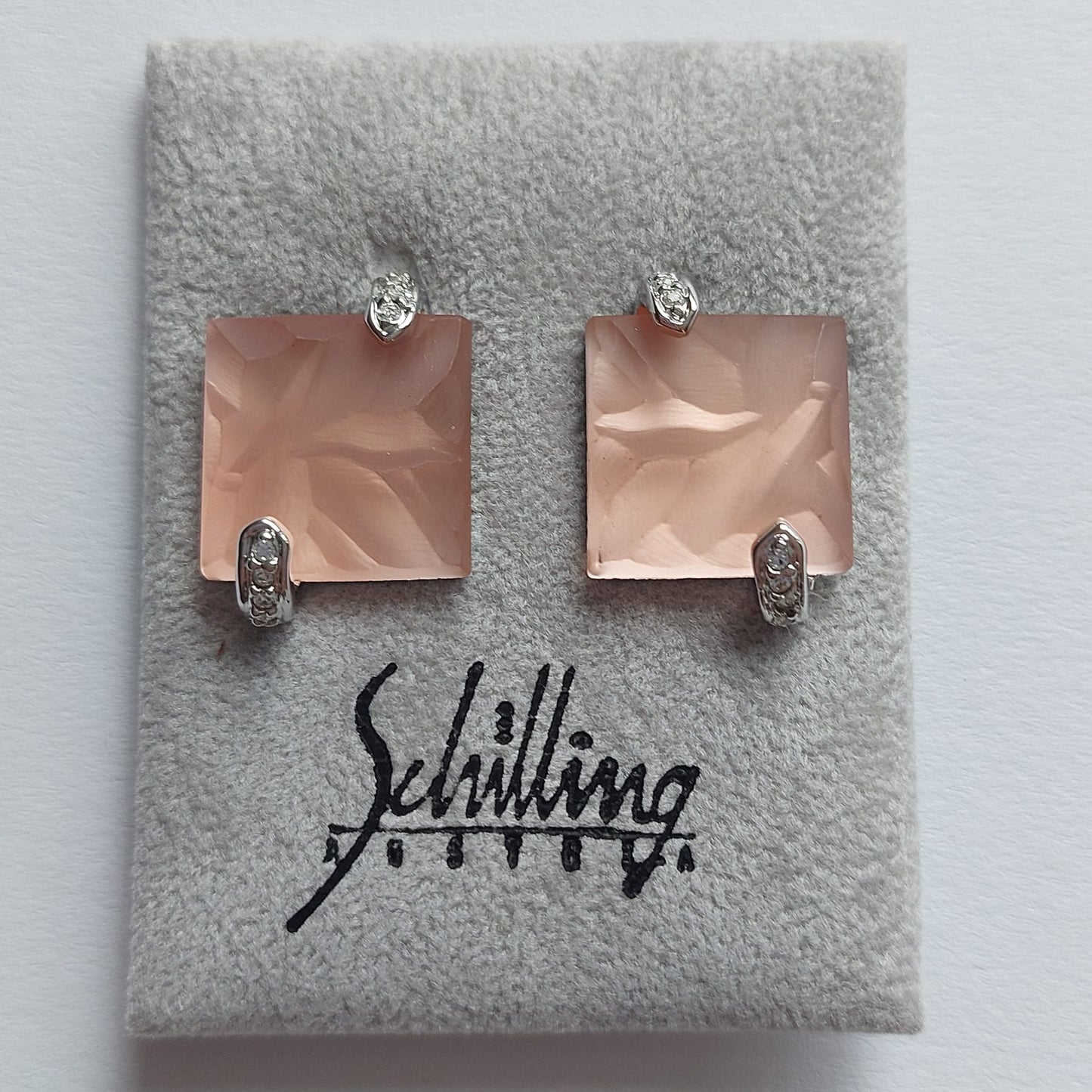 Original Vintage Schilling Austria Ohrclip Rosa Matt 17mm