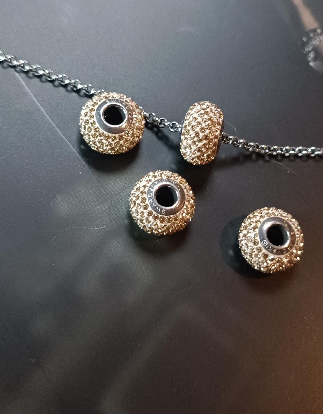 Swarovski® Charms Besatz Golden Shadow Rund 15mm