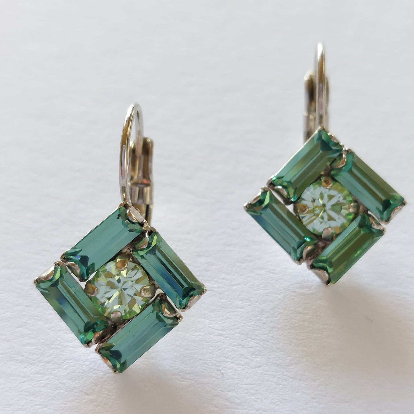 3398 Vintage-Ohrringe mit Swarovski Kristallen 25mm