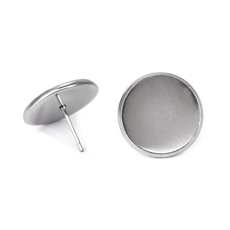 Ohrringe Edelstahl Flat Rund Ohne Stecker 8mm