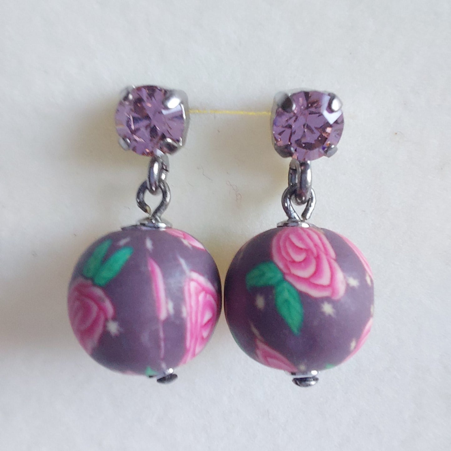 3511 Vintage-Ohrringe mit Swarovski Kristallen 25mm