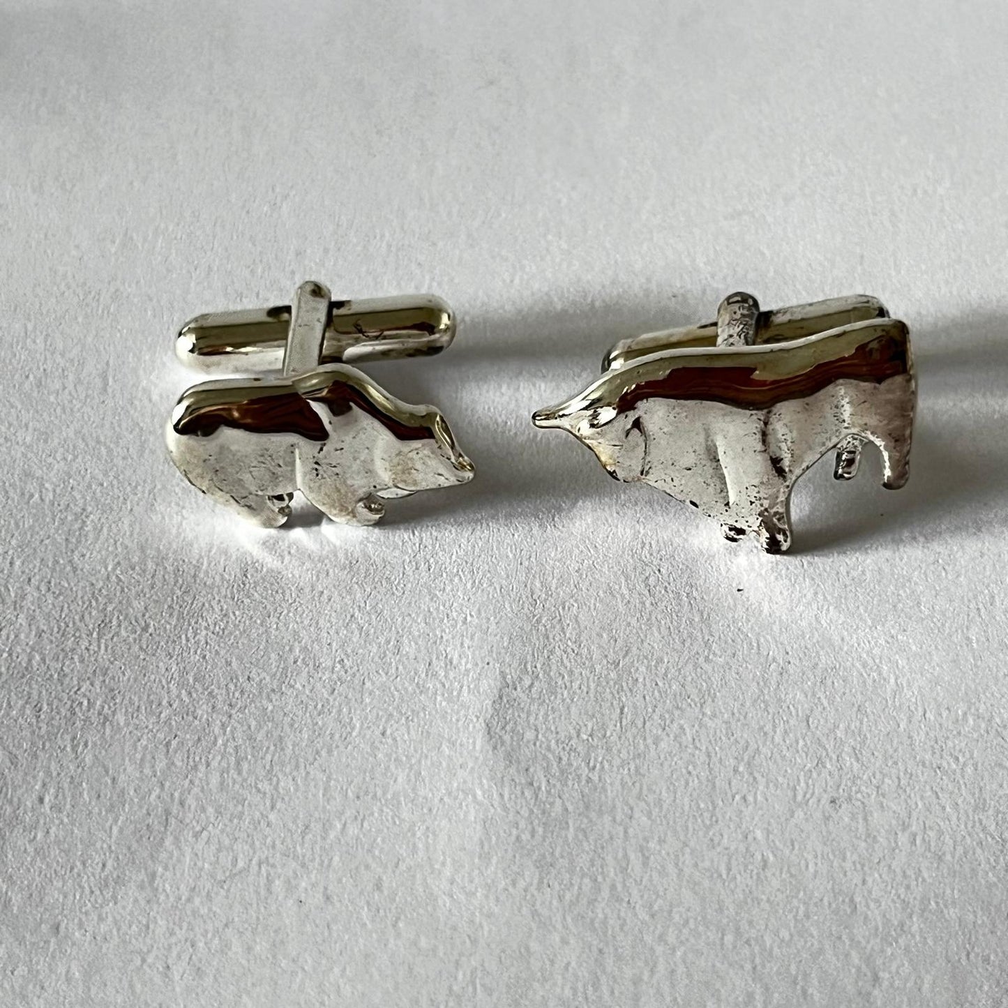 1518 Vintage Manschetten Knöpfe Börse Bulle & Bär 24mm