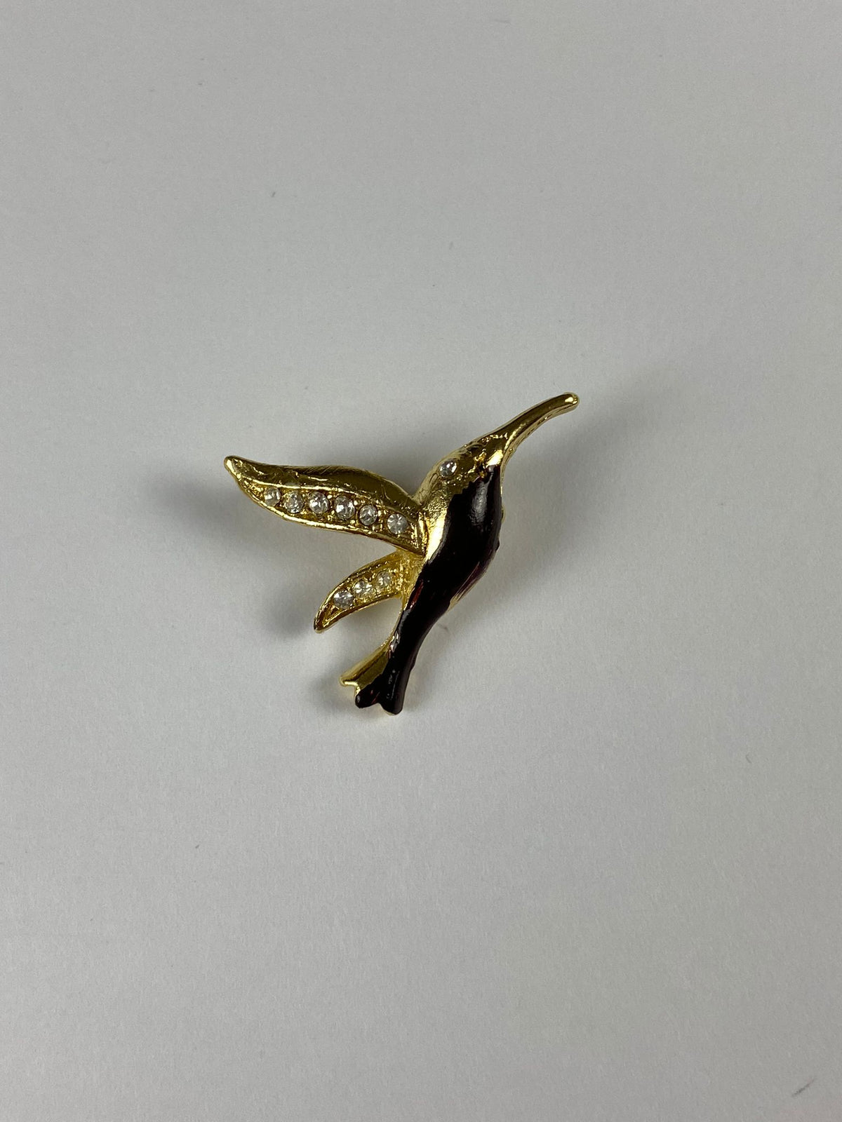 8175 Vintage Vogelbrosche mit Swarovski Kristallen 22x23mm