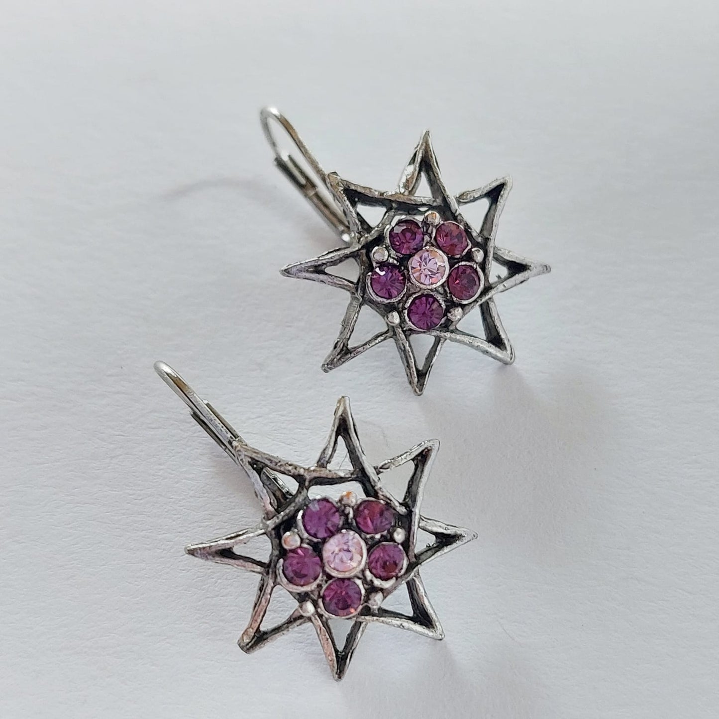 3552 Vintage Ohrringe mit Swarovski Kristallen 25mm