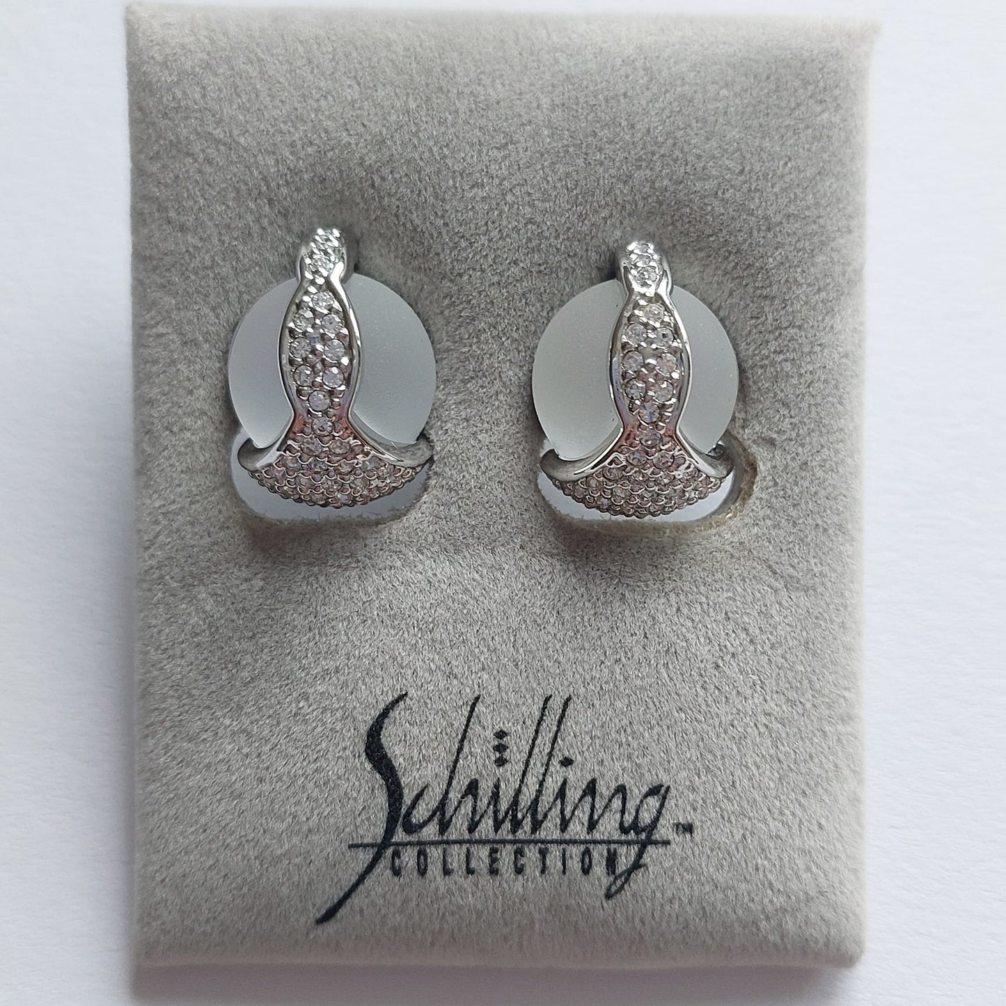Original Vintage Schilling Austria Ohrclip Klar Matt 18mm