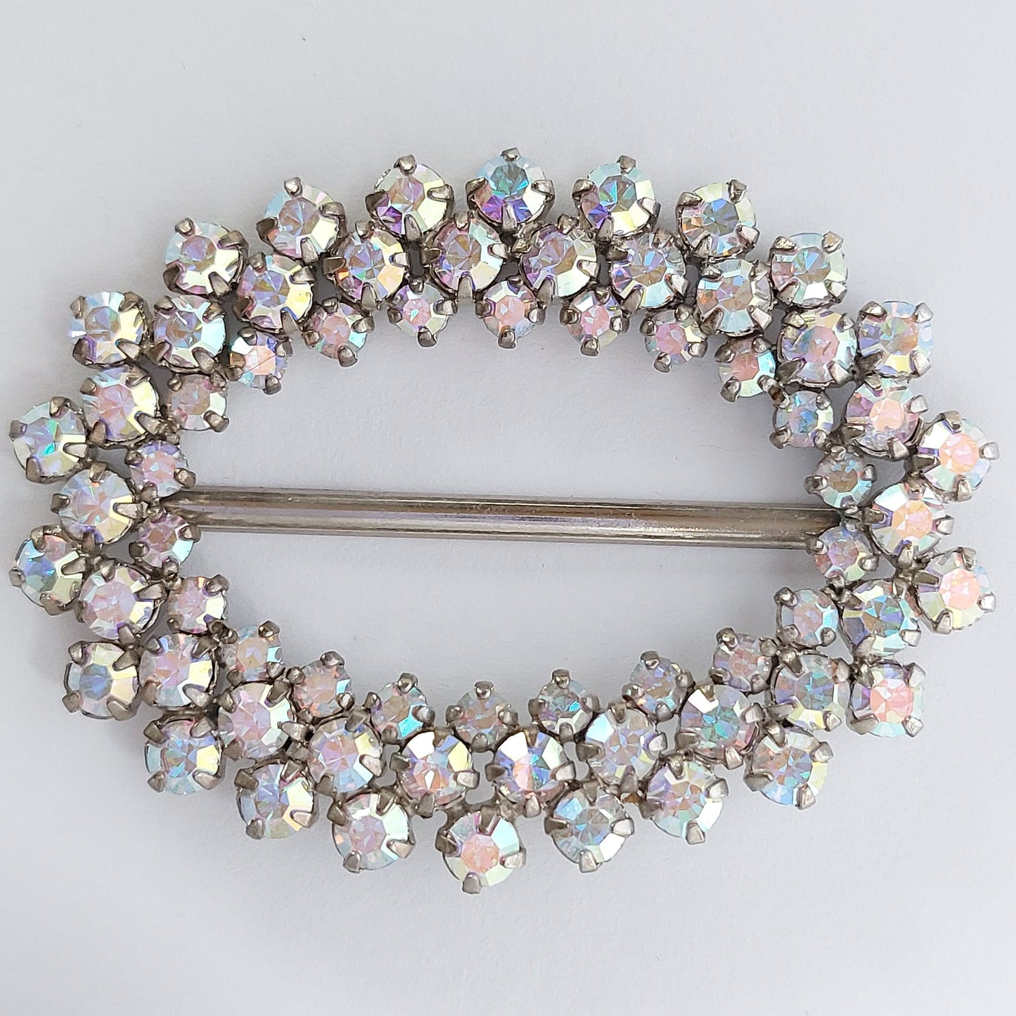 2024 Silberne Gürtelschnalle mit Swarovski Kristallen 60x45mm
