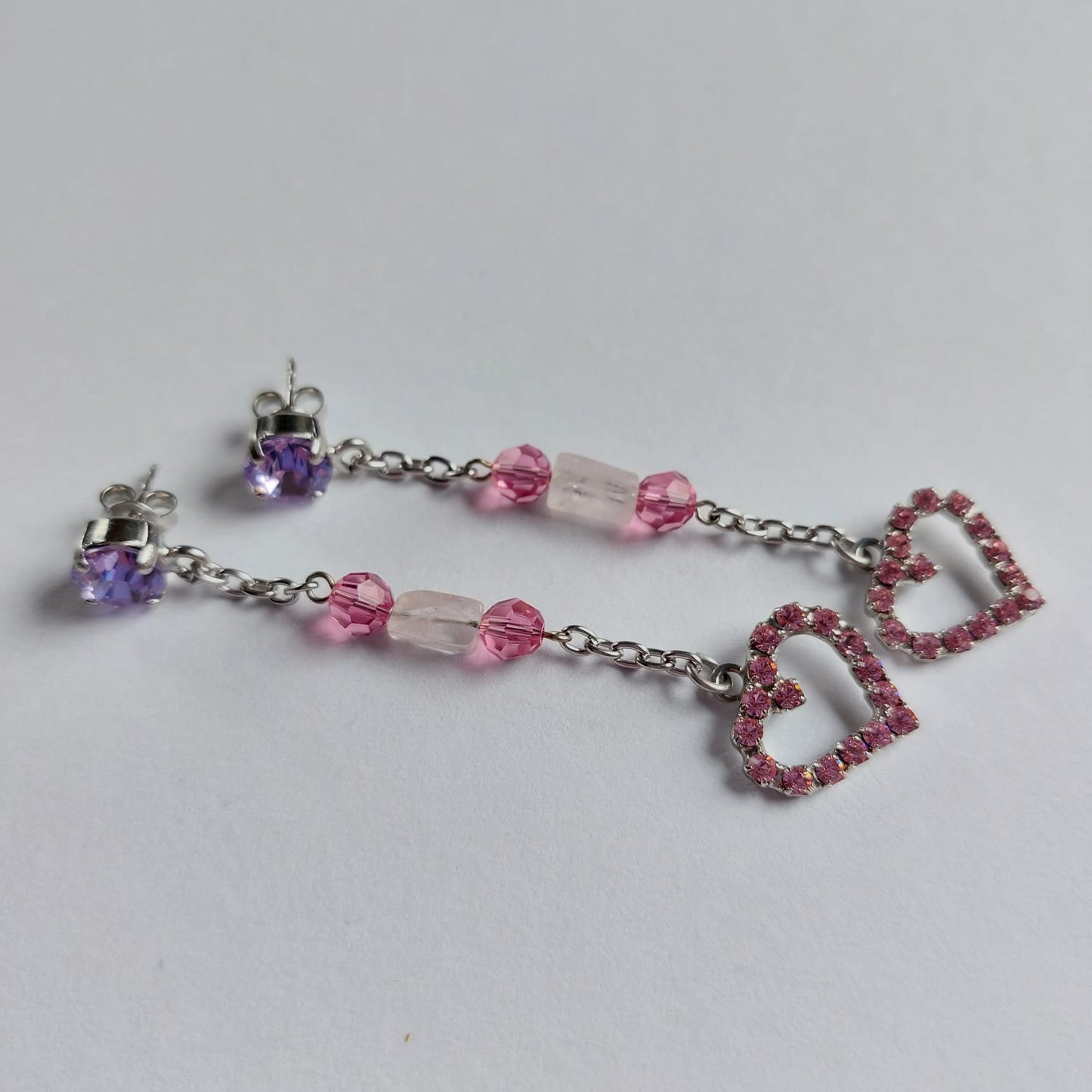 3715 Vintage Ohrringe mit Swarovski Kristallen & Perlen 80mm