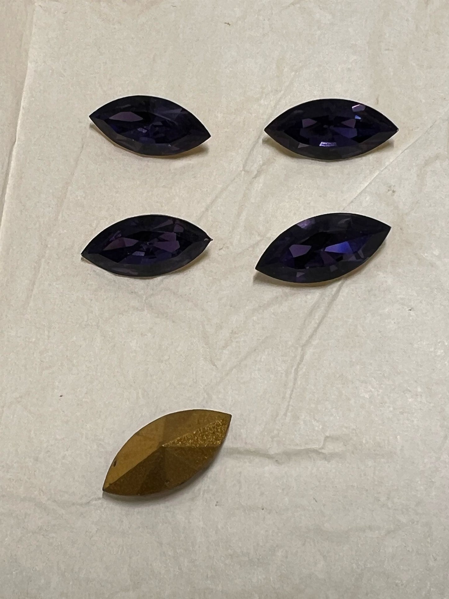 Swarovski® Fancy Vintage Navette Rare Discontinued Cardinal Gold Foiled 15mm