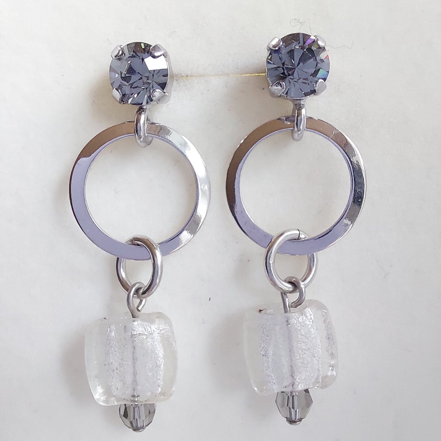 3291 Vintage-Ohrringe mit Swarovski Pearls 43mm
