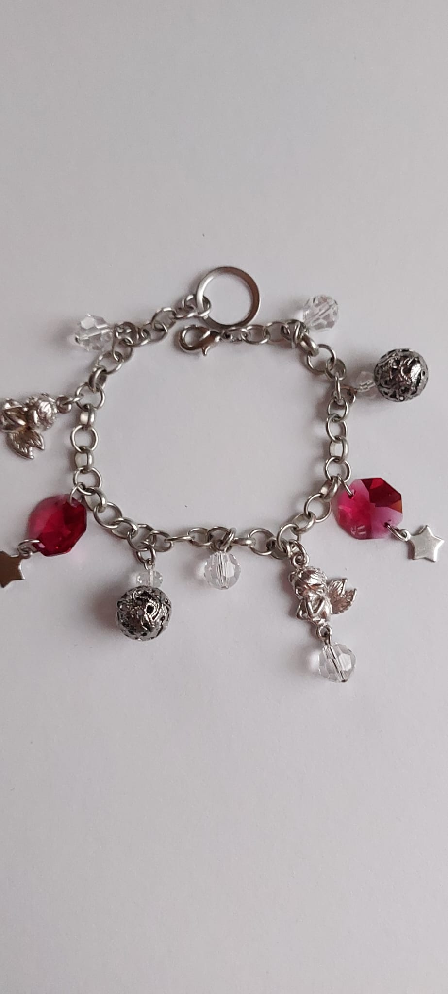 7996 Vintage-Armband mit Swarovski-Kristallen und Perlen 16.5cm