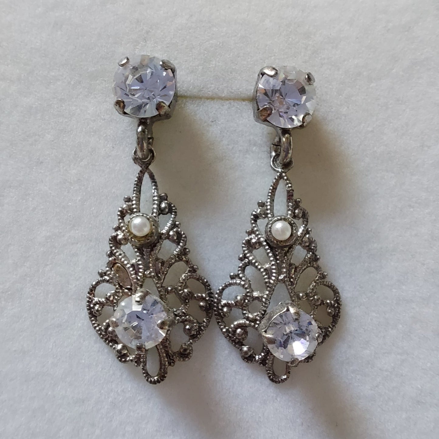 3346 Vintage-Ohrringe mit Swarovski Kristallen 32mm