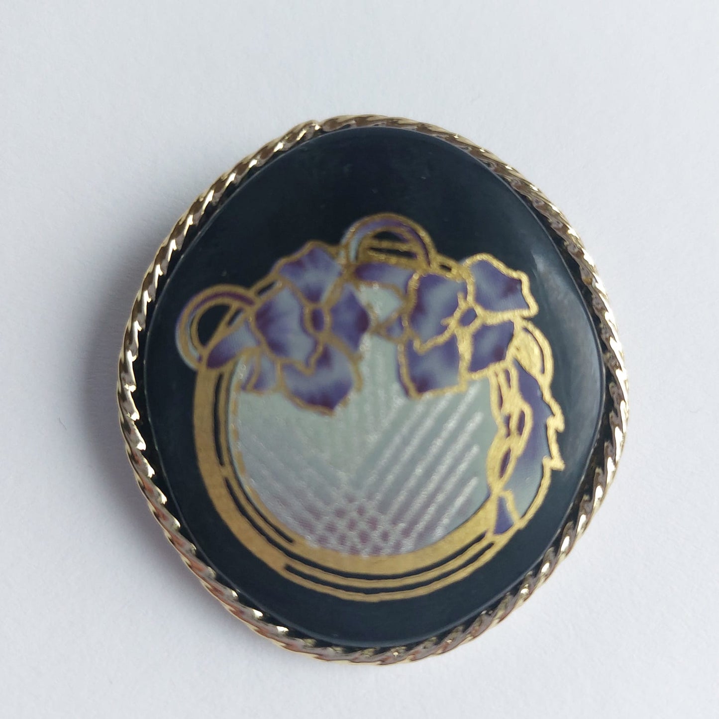 8090 Vintage Brosche mit Cabochon 45x40mm
