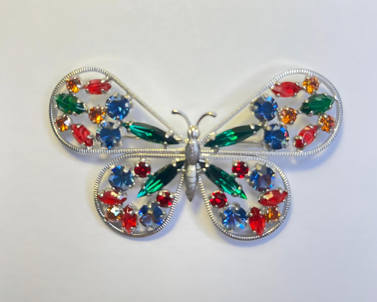8438 Vintage Schmetterling Swarovski Kristallen Brosche 75mm
