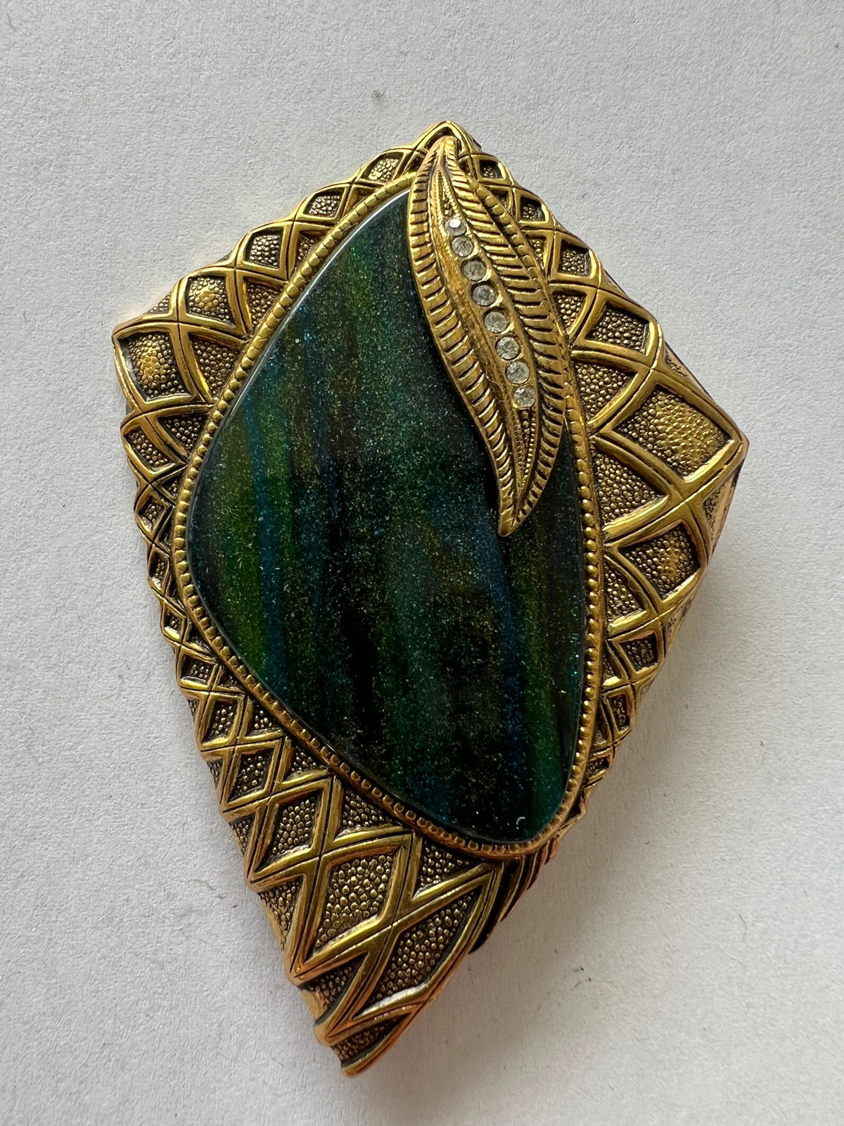 8520 Vintage Faux Marmor Brosche 75mm