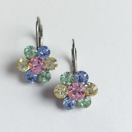 3632 Vintage Ohrringe mit Swarovski Kristallen 20mm
