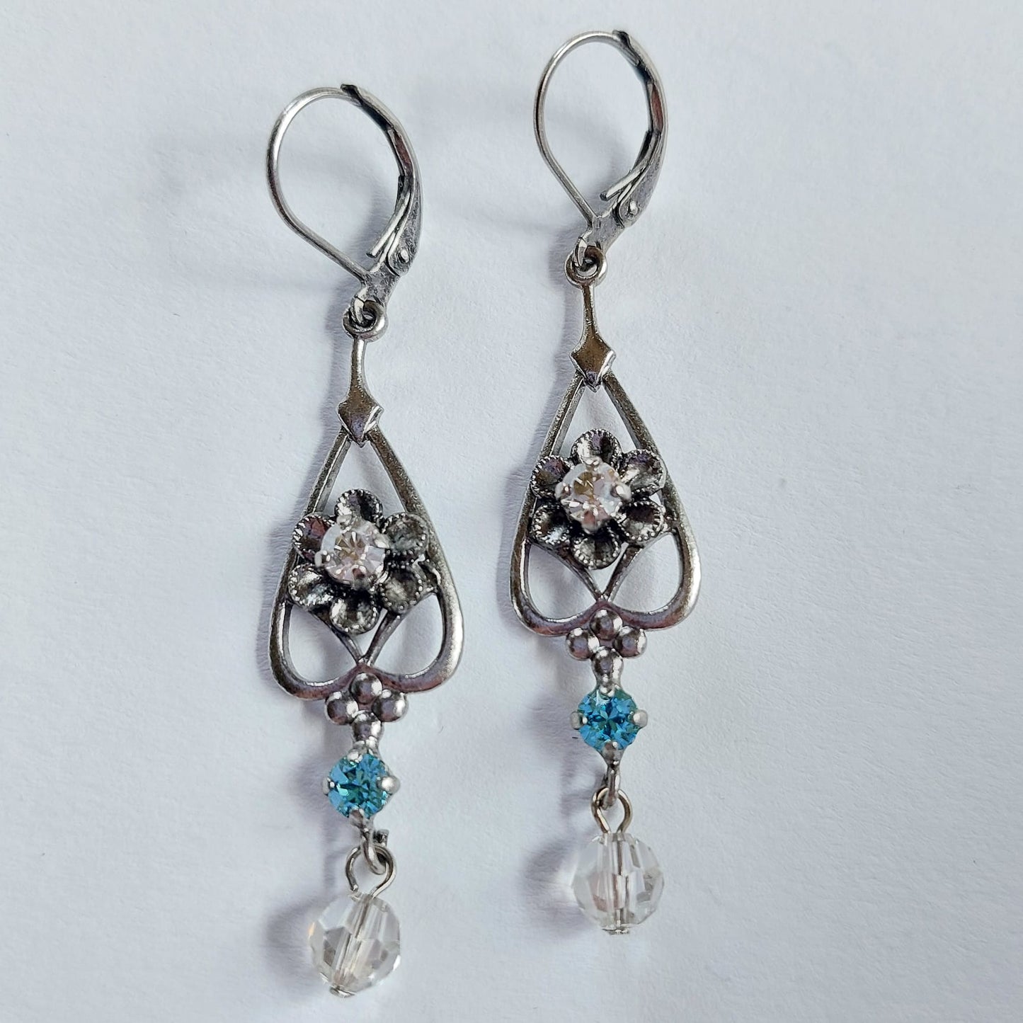 3568 Vintage Ohrringe mit Swarovski Kristallen 55mm