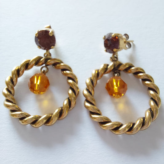 3361 Vintage-Ohrringe mit Swarovski Kristallen 43mm