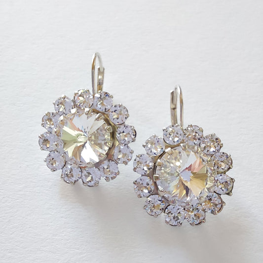 3410 Vintage-Ohrringe mit Swarovski Kristallen 30mm
