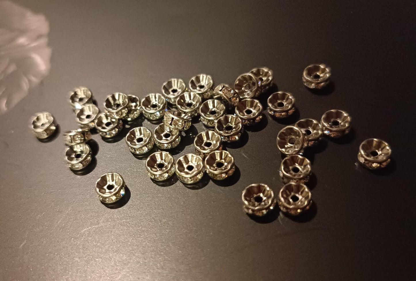 Swarovski® Rondelle Metal Crystal Rhodium 6mm