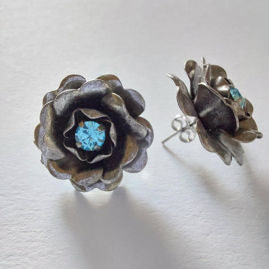 3328 Vintage-Ohrringe mit Swarovski Kristallen 25mm