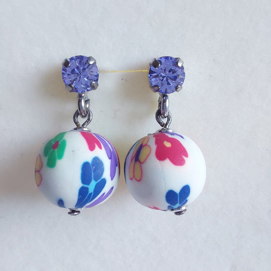 3508 Vintage-Ohrringe mit Swarovski Kristallen 25mm