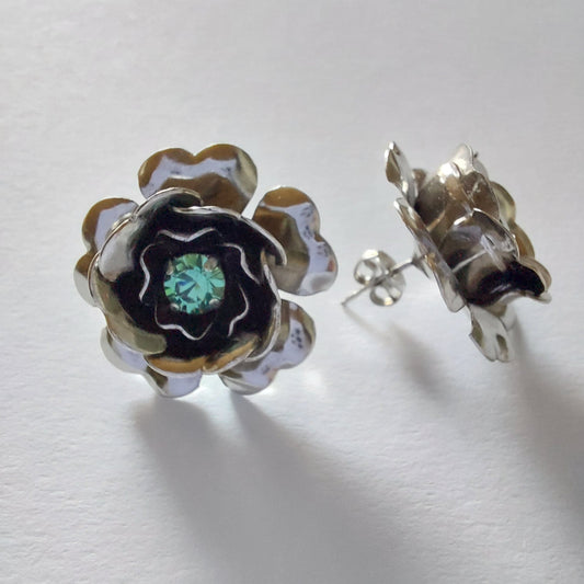 3325 Vintage-Ohrringe mit Swarovski Kristallen 25mm