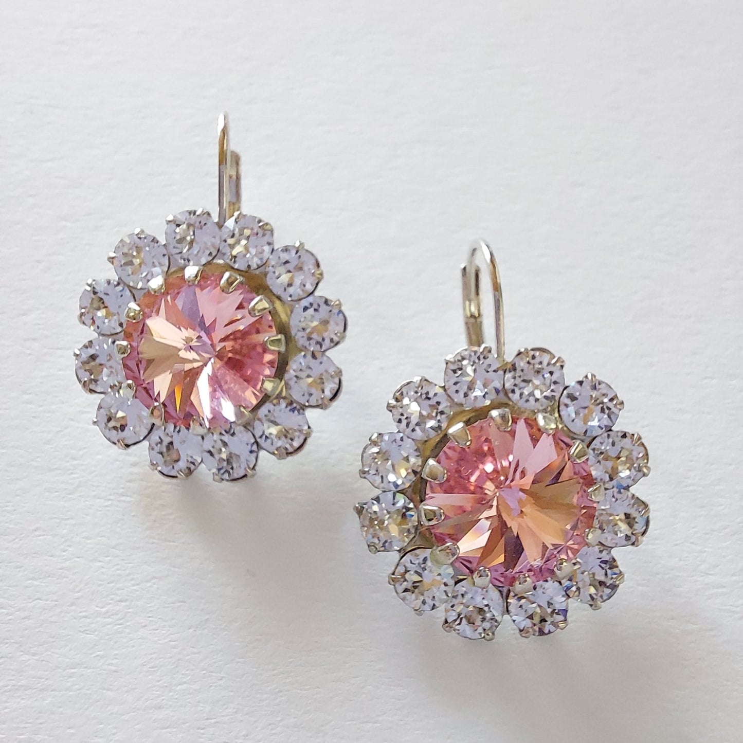 3409 Vintage-Ohrringe mit Swarovski Kristallen 30mm