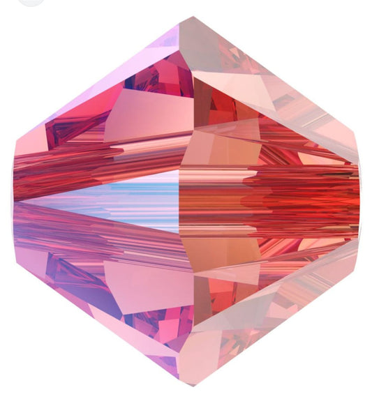 Swarovski® Beads Bicone Rose Peach Aurore Boreale 2X 4mm