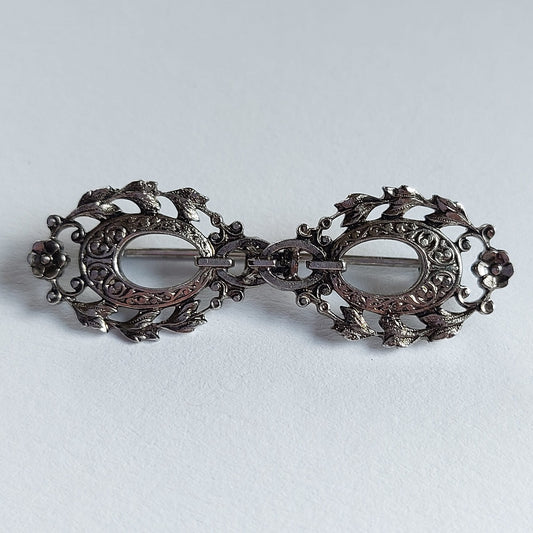 Vintage Blattranken Trachten Brosche 45mm