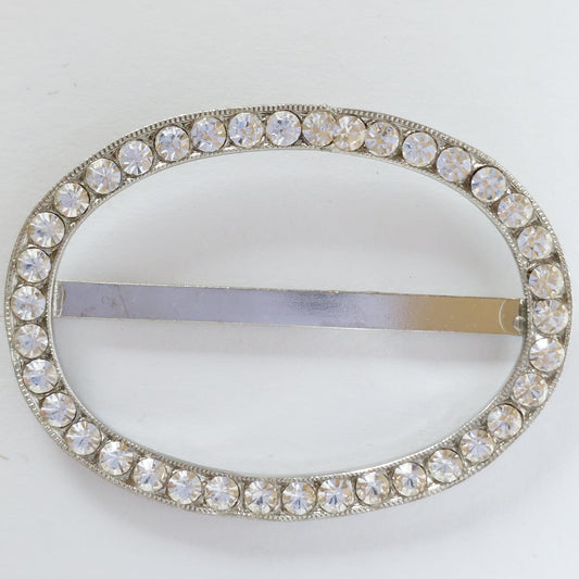 2042 Silberne Gürtelschnalle mit Swarovski Kristallen 47x36mm
