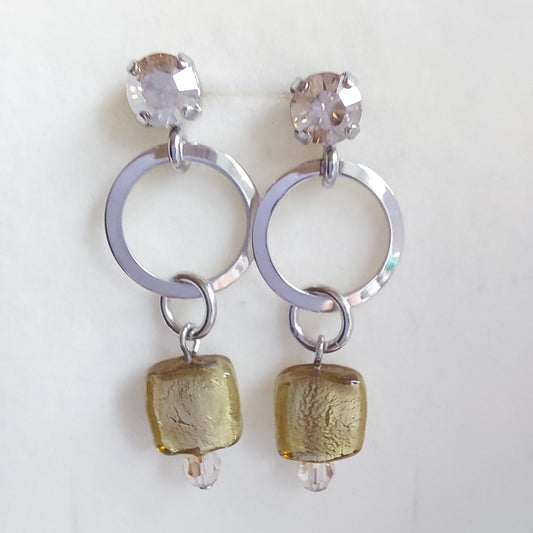 3295 Vintage-Ohrringe mit Swarovski Pearls 43mm