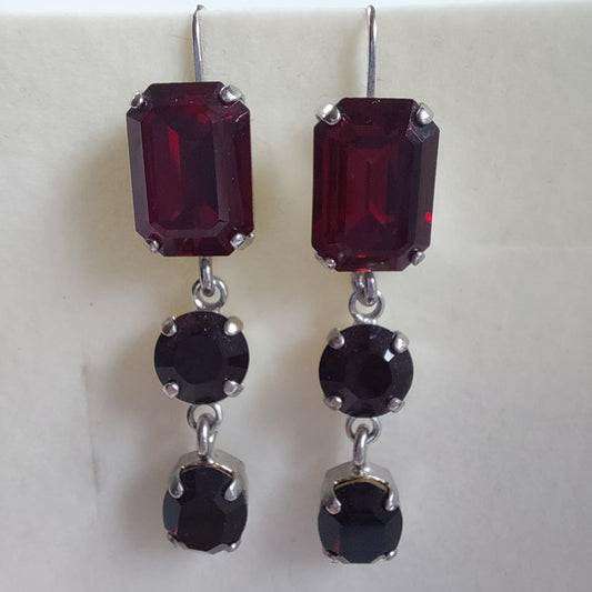 3583 Vintage Ohrringe mit Swarovski Kristallen 50mm