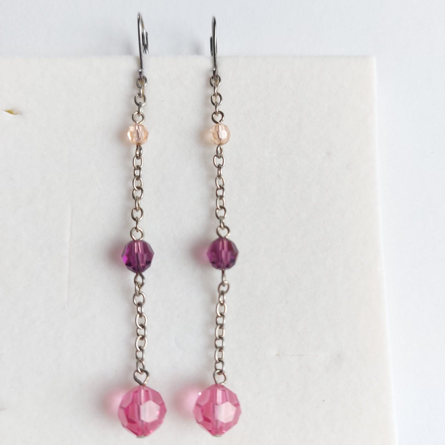 3716 Vintage Ohrringe mit Swarovski Kristallen & Perlen 70mm