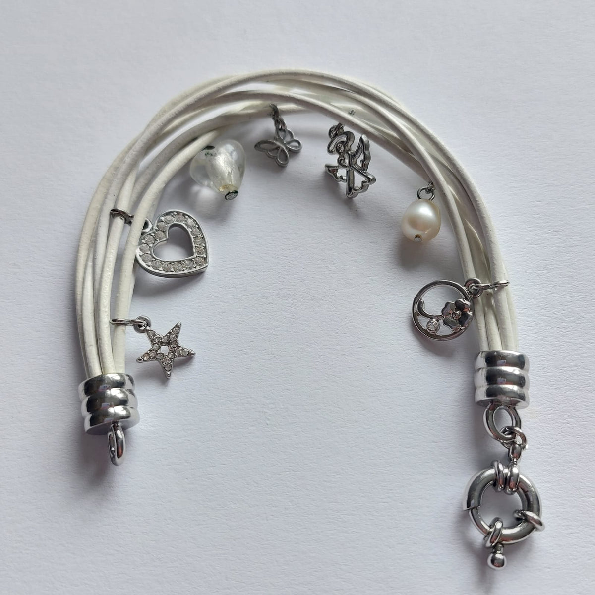 7947 Vintage Leder Charm-Armband 20cm