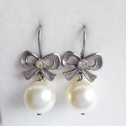 3322 Vintage-Ohrringe mit Swarovski Pearls 35mm