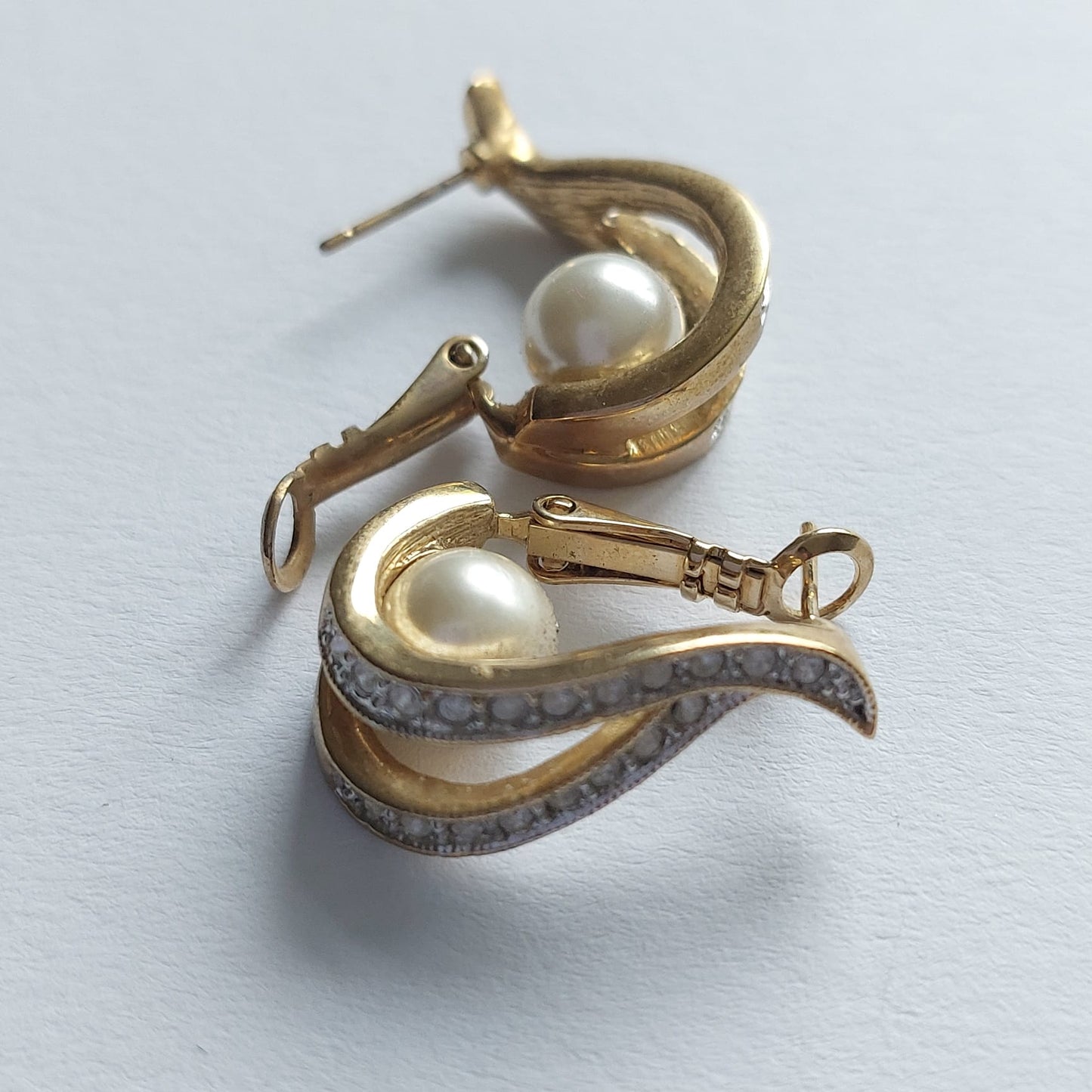 3004 Vintage Ohrringe mit Swarovski Kristallen & Perlen 22mm