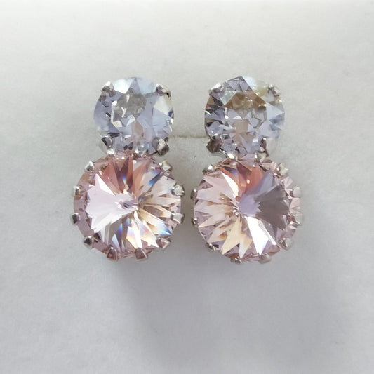 3453 Vintage-Ohrringe mit Swarovski Kristallen 18mm
