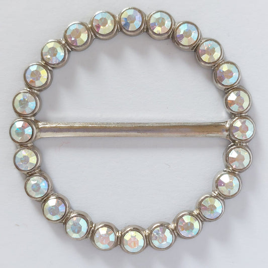 2041 Silberne Gürtelschnalle mit Swarovski Kristallen und Perlen 54mm