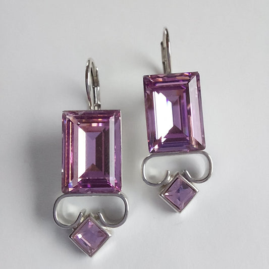 3257 Vintage-Ohrringe mit Swarovski Kristallen 35mm
