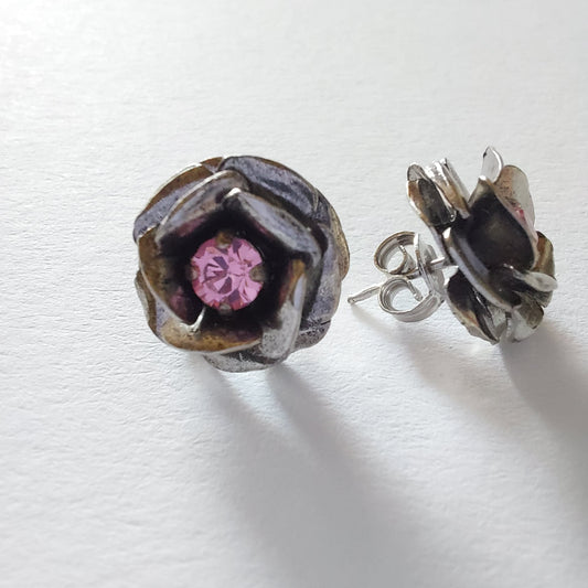3331 Vintage-Ohrringe mit Swarovski Kristallen 14mm