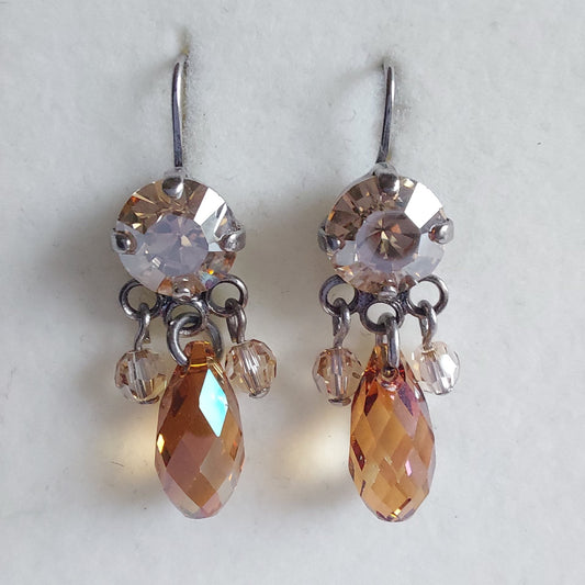 3191 Vintage-Ohrringe mit Swarovski Kristallen & Perlen 33mm