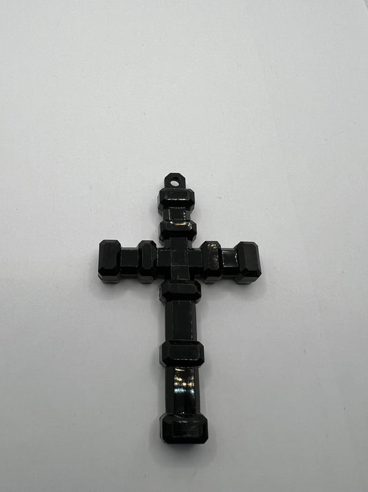 1192 Vintage Kunststoff Kreuz Anhänger 90mm