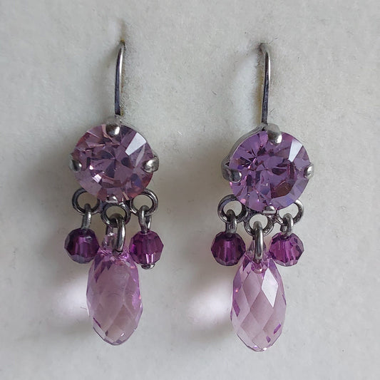3195 Vintage-Ohrringe mit Swarovski Kristallen & Perlen 33mm