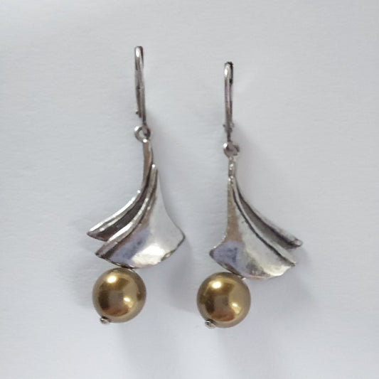 3447 Vintage-Ohrringe mit Swarovski Pearls 45mm