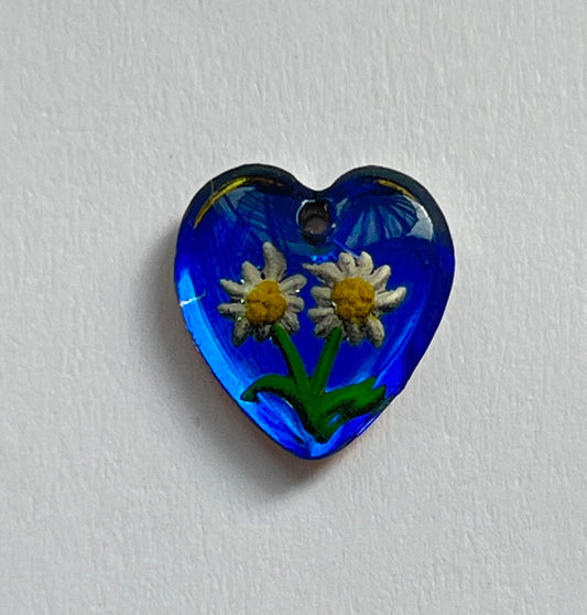 1087 Vintage Kristall Herz geprägter Cabochon 11mm